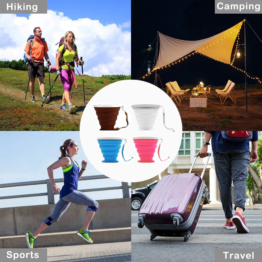Intatikoo Silicone Collapsible Cups For Camping Travel,Small Portable Backpacking Camping Cup For Outdoor,Reusable Folding Trave