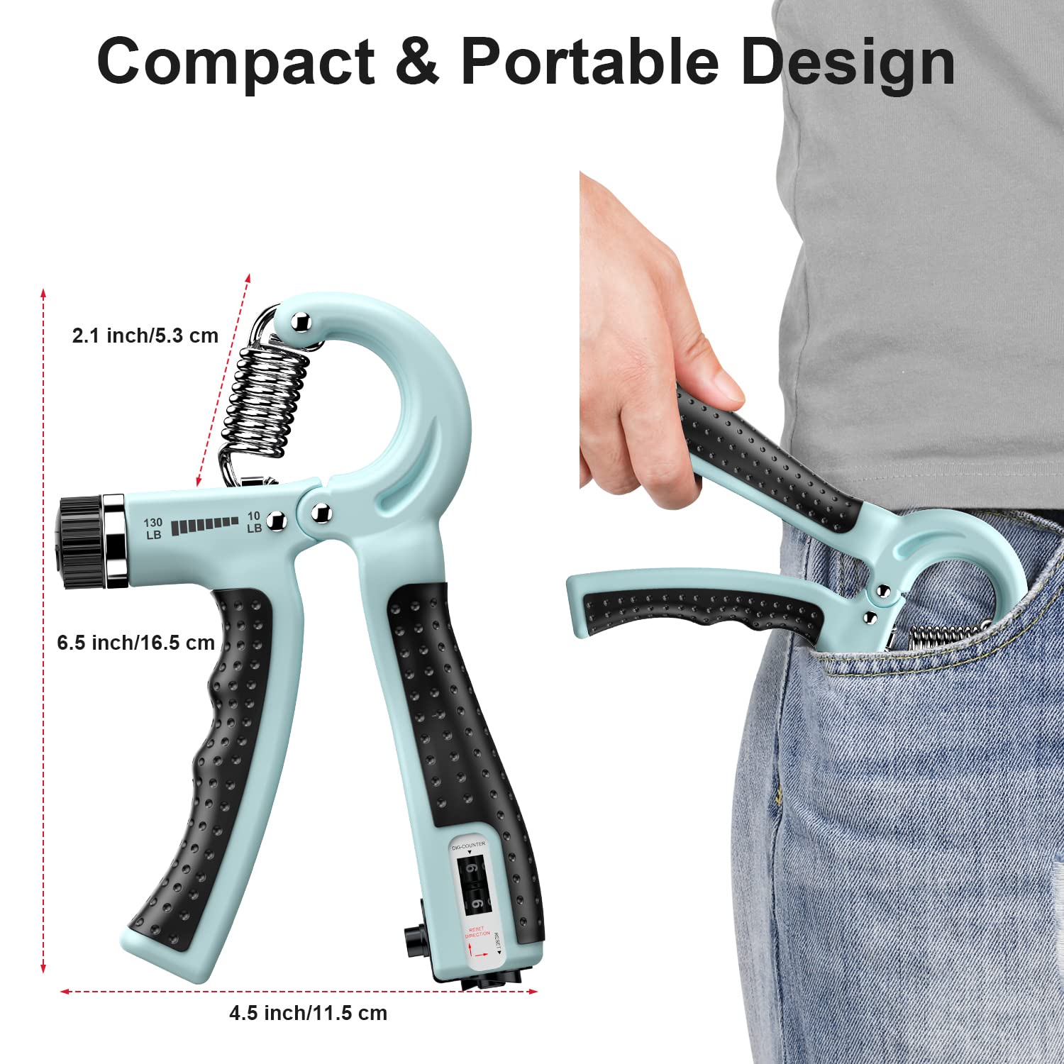 Kdg Hand Grip Strengthener 2 Pack Adjustable Resistance 10-130 Lbs Forearm Exerciser