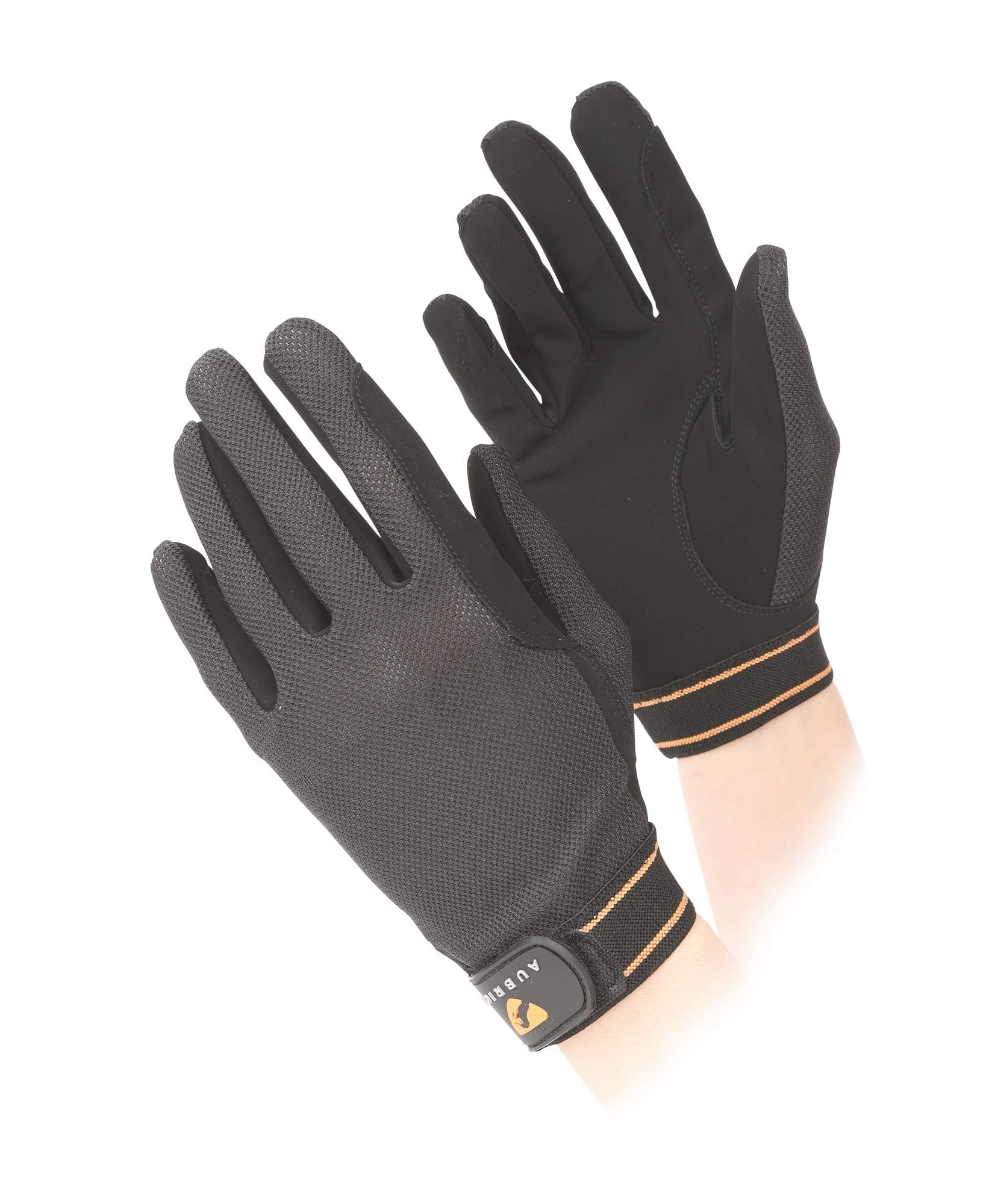 Shires Aubrion Mesh Riding Work Horse Riding Non-Slip Gloves (Black, Large)