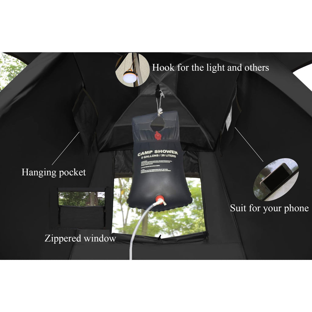 Outdoor Shower Tent Changing Room Privacy Portable Camping Shelters (Black)