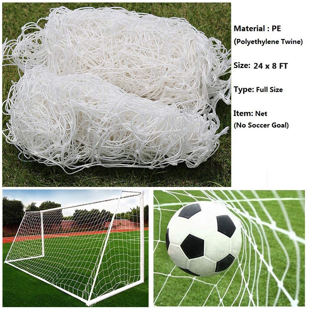 Soccer Goal Net Football Polyethylene Training Nets Full Size, Post Not Included (24 X 8Ft)