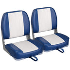 Leader Accessories A Pair Of New Low Back Folding Boat Seat(2 Seats) (B-Whiteblue)