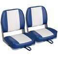 Leader Accessories A Pair of New Low Back Folding Boat Seat(2 seats) (B-White/Blue)