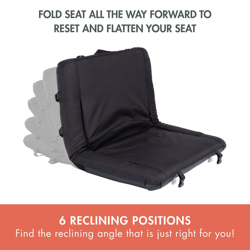 PICNIC TIME Ventura XL Portable Reclining Stadium Seat with Back Support, Folding Bleacher Chairs with Back and Cushion, Thick P