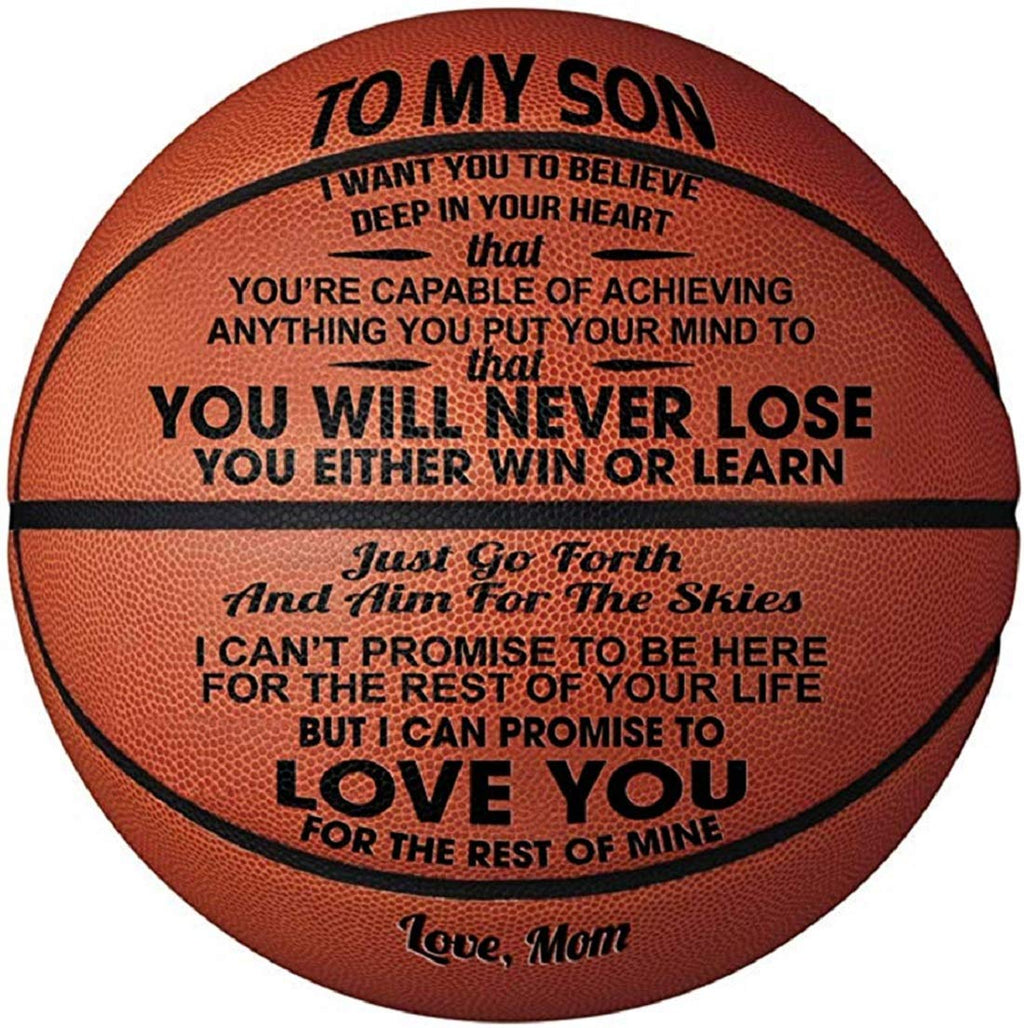 Engraved Basketball For Son From Mom, Personalized 29.5'' Basketball Son Gifts From Mom, Custom Birthday Graduation Christmas Ba
