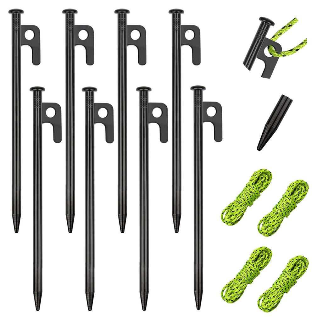 8 Pack Tent Stakes Heavy Duty Metal Tent Pegs For Camping Steel Tent Stakes 8 Inch Unbreakable And Inflexible