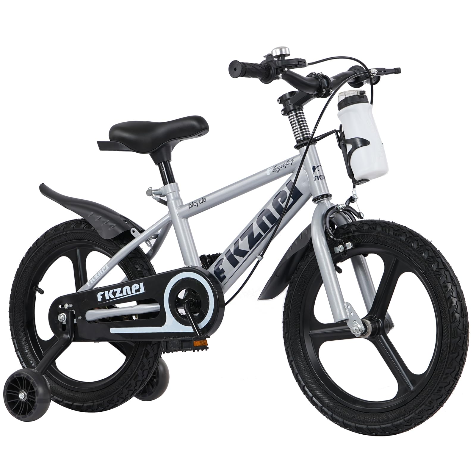 16 inch Kids Bike with with glow-in-the-dark Training Wheels, aluminum alloy wheel hub,kettle, Adjustable Seats,This childrens 