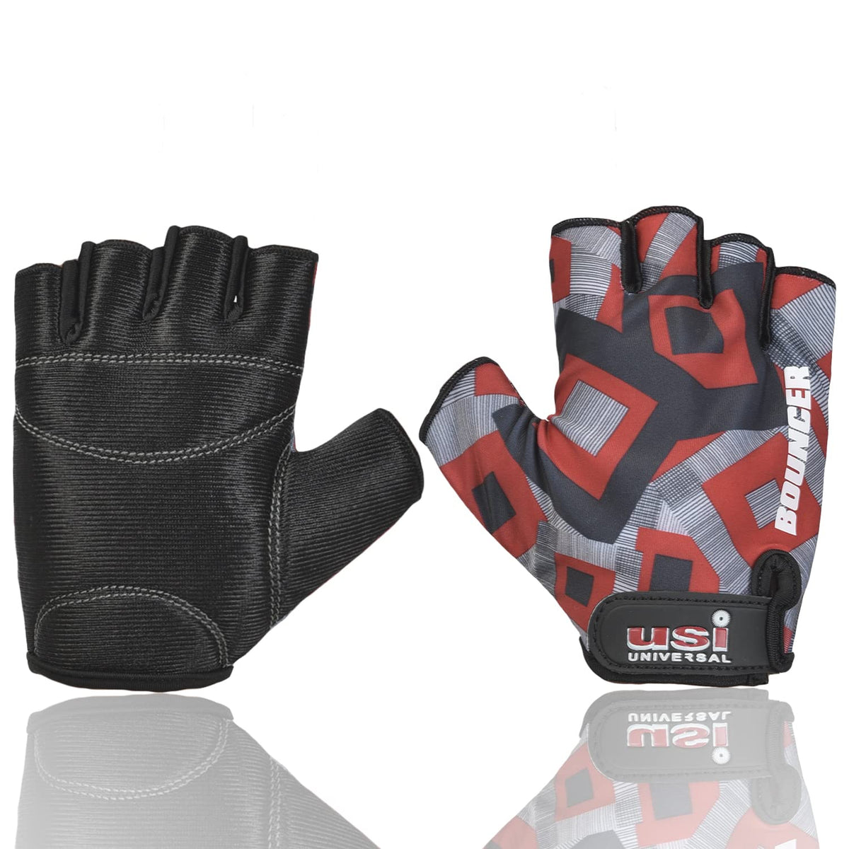 Usi Universal 733Br Bouncer Fitness Gym Gloves, Workout Powerlifting Gloves, Microfiber, Polyester, Elastane & Foam Construction