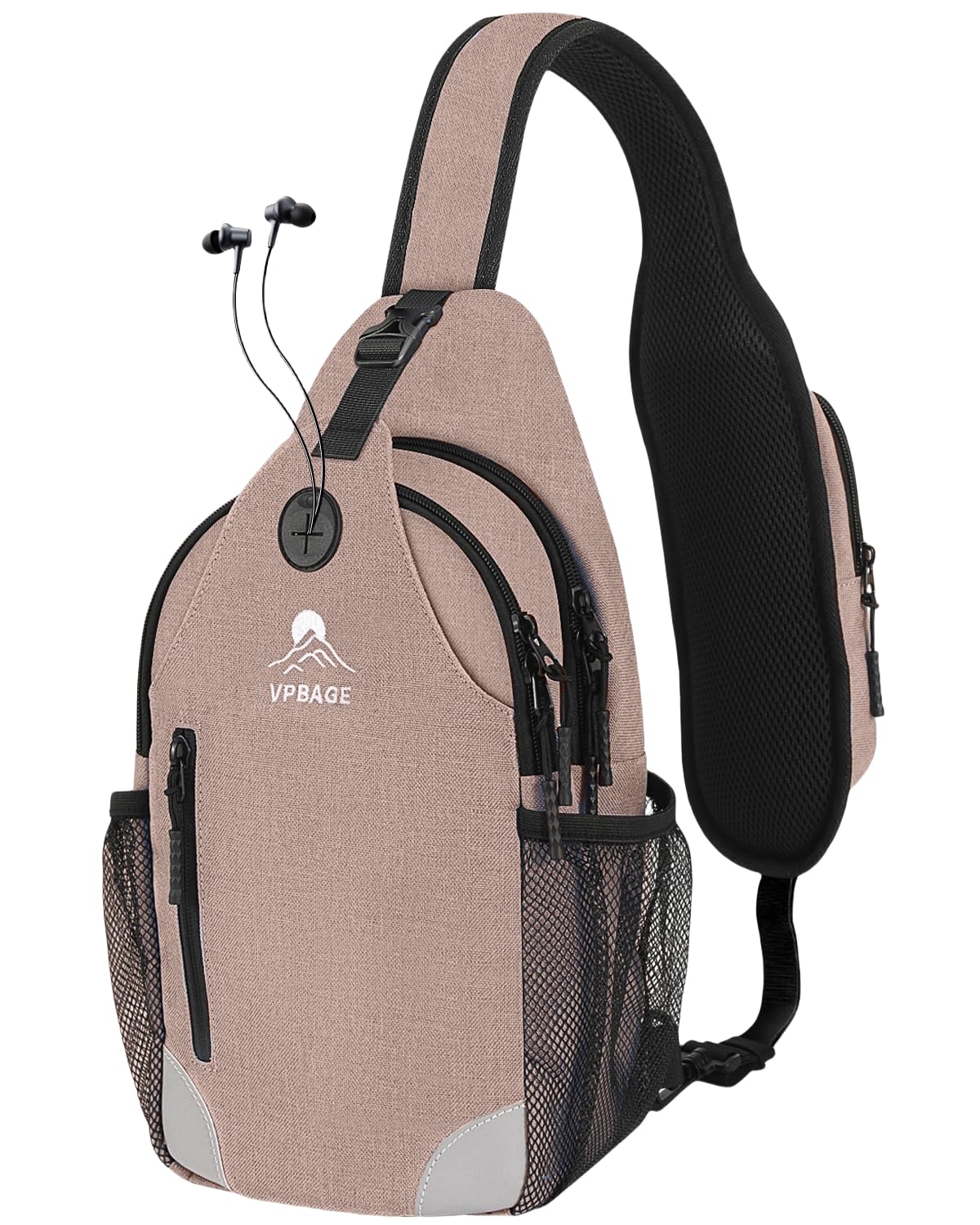 VPBAGE Sling Bag for Men Women, Crossbody Hiking Daypack/Chest Bag/Shoulder Bag, Small Backpack Travel, with Chest Phone Holder