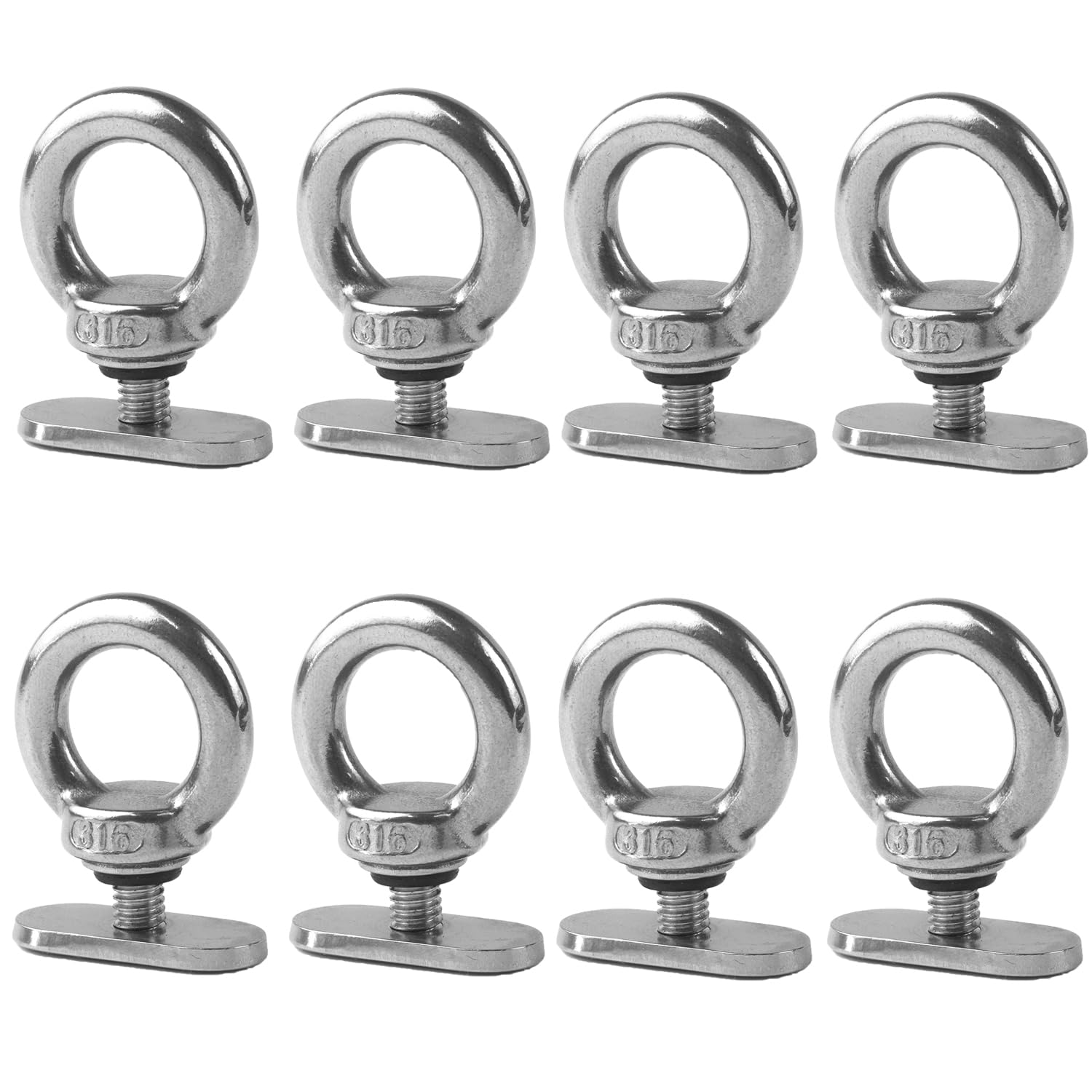 GETIROTE Kayak Track Mount Tie Down Eyelets, 316 Stainless Steel Eye Bolt M6 Kayak Rail Track Mount Accessories for Kayak Canoe 