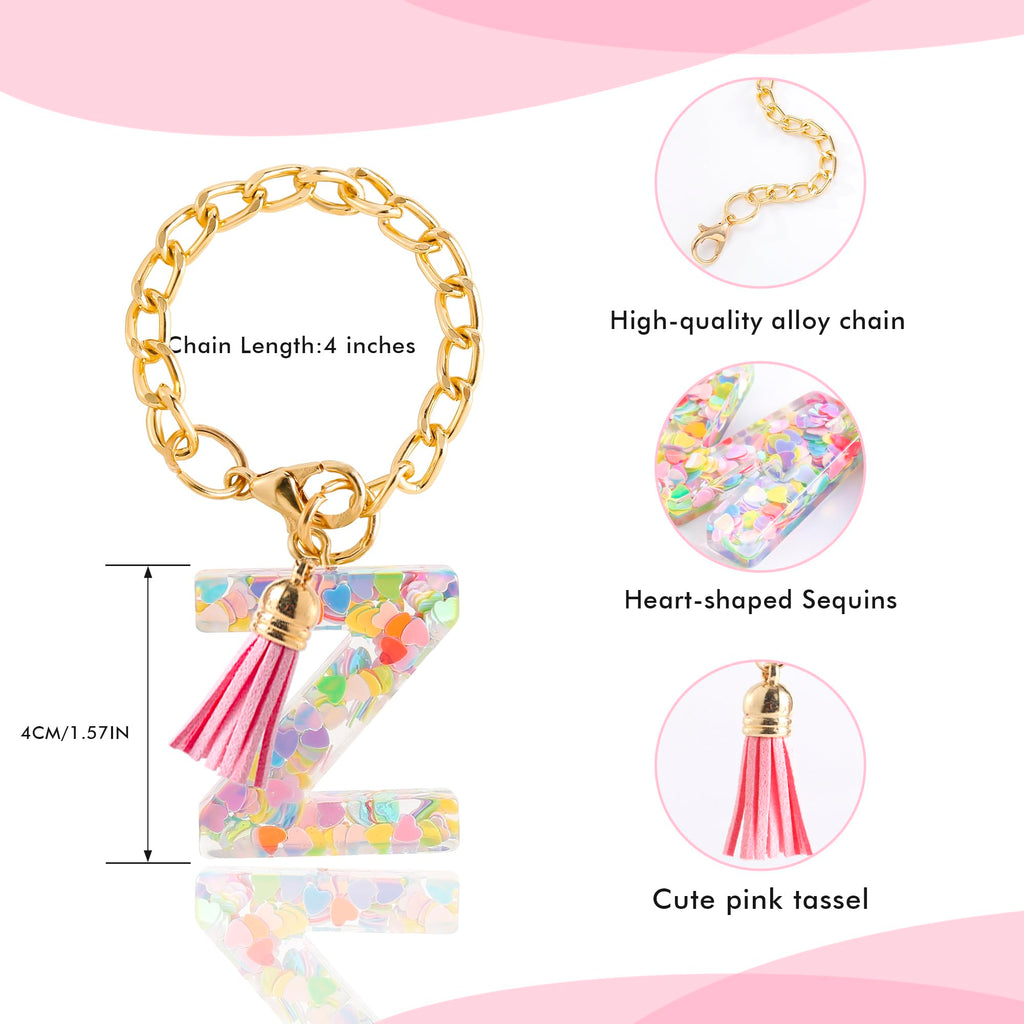 Letter Charm Accessories for Stanley Cup 1 PCS Cute Initial Keychain Handle Charm for Stanley Tumbler for Women Pink Letter Z