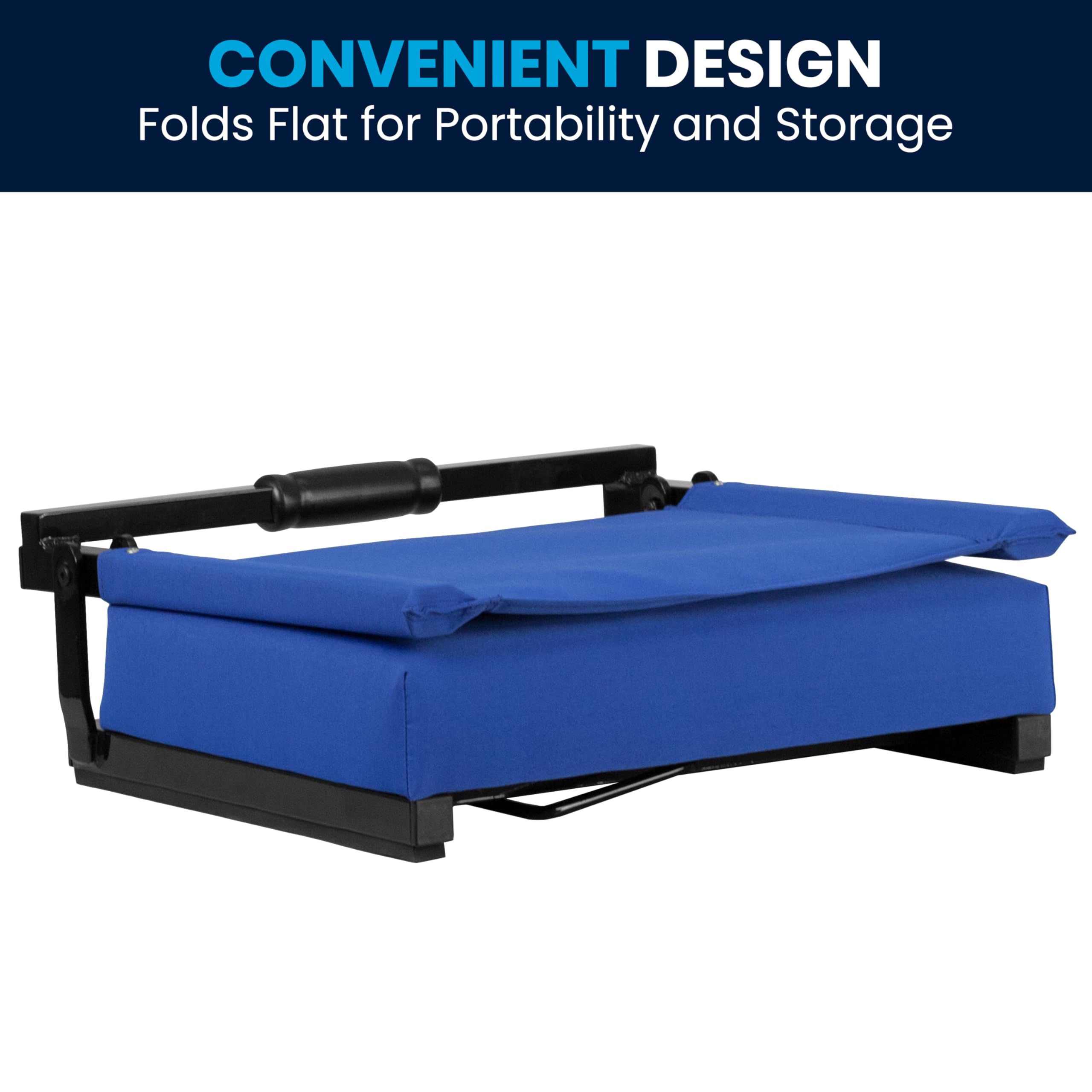 Flash Furniture Grandstand Portable Stadium Seat For Bleachers Or Benches, Folding Padded Stadium Chair With Carrying Handle, 50
