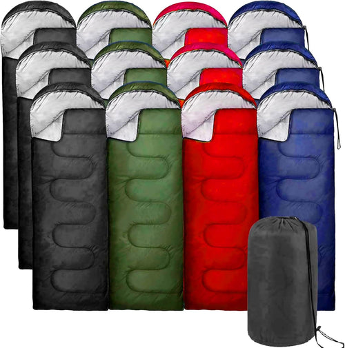 10 Pack Sleeping Bags For Adults Cold Weather Bulk For Homeless People, 4 Seasons Warm Or Cold Lightweight Indoor Outdoor Backpa