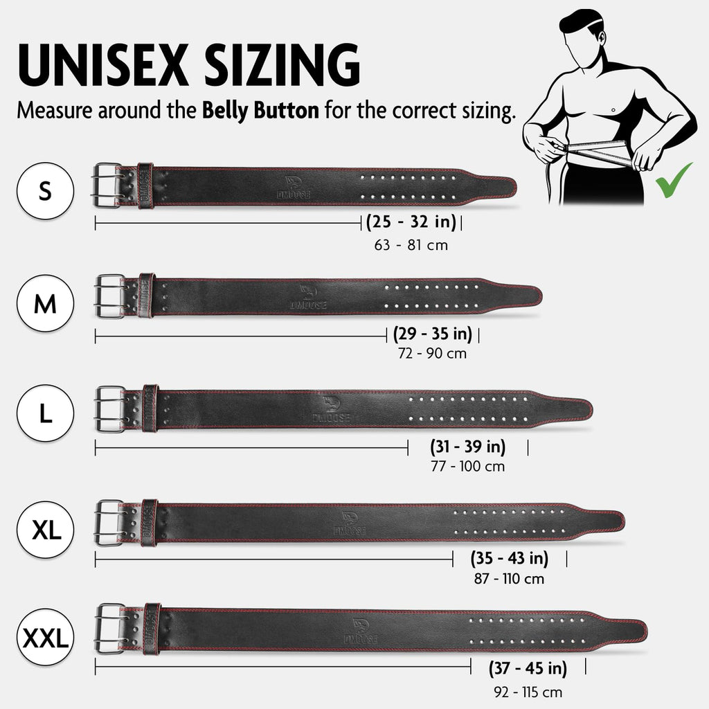 Dmoose Weight Lifting Belt For Men Genuine Leather For Men And Women, 4 Inch Wide, Adjustable Buckle, 5Mm Thick For Weightliftin