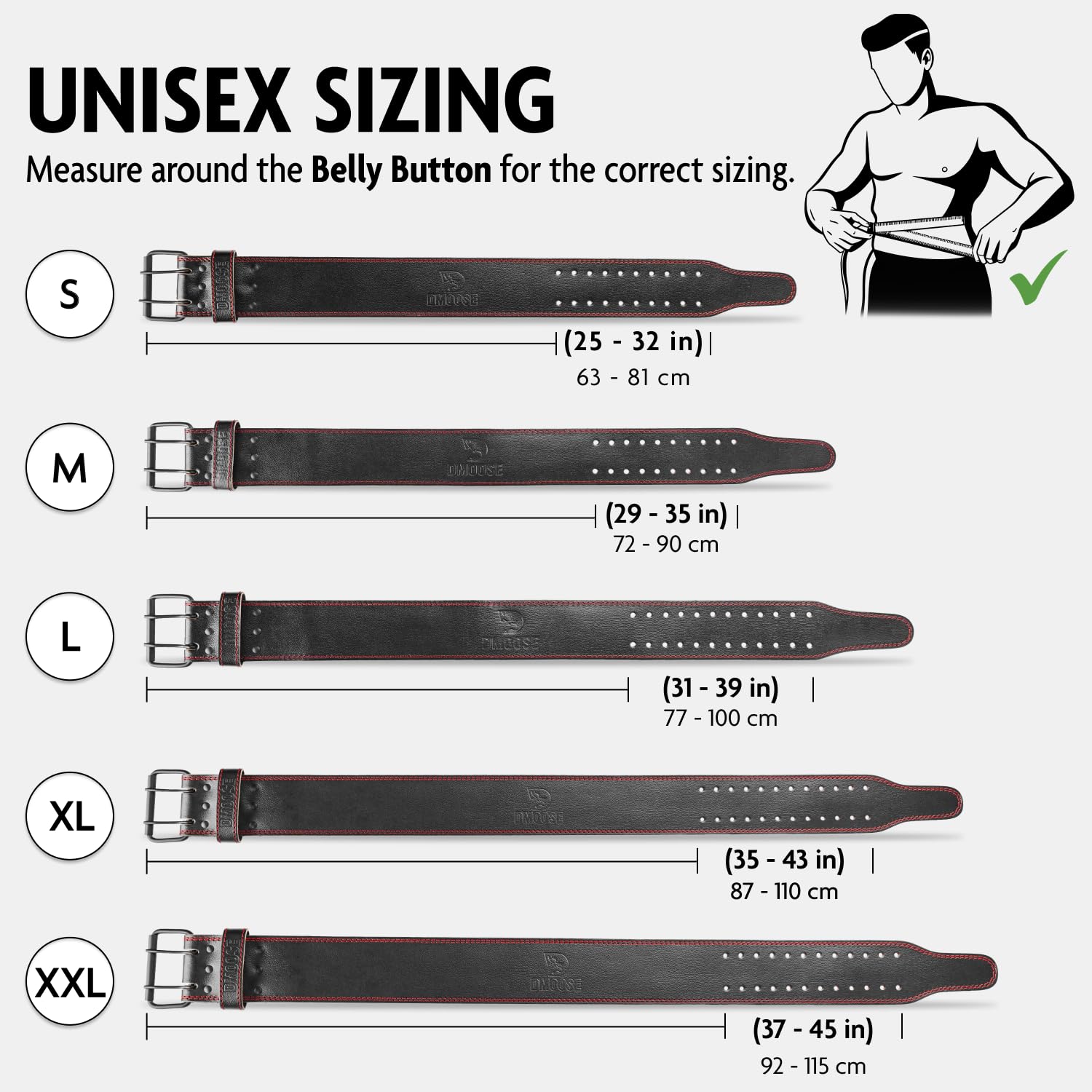 Dmoose Weight Lifting Belt For Men Genuine Leather For Men And Women, 4 Inch Wide, Adjustable Buckle, 5Mm Thick For Weightliftin