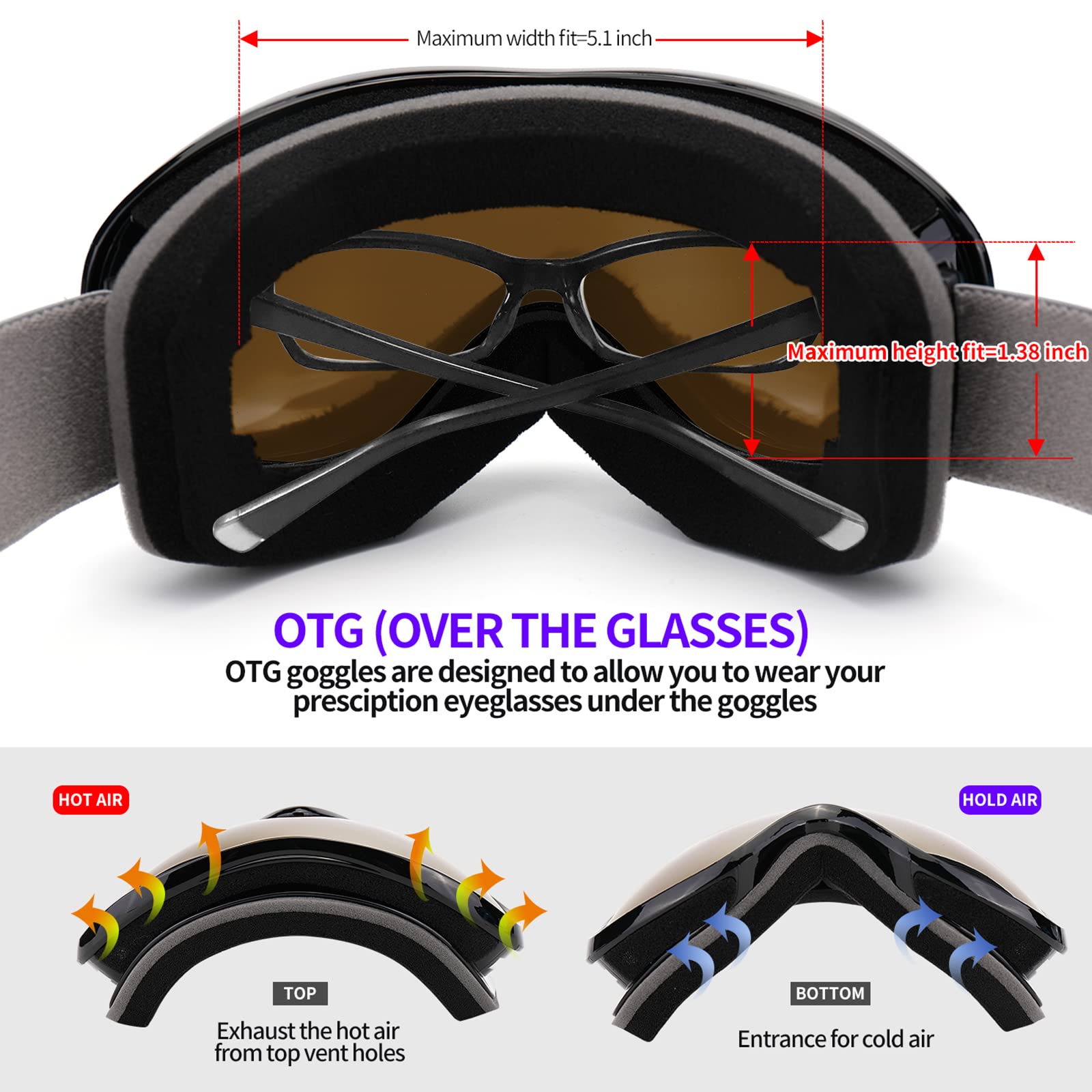 Supertrip Snow Ski Goggles Anti-Fog 100% Uv Protection Snowboard Skiing Goggles