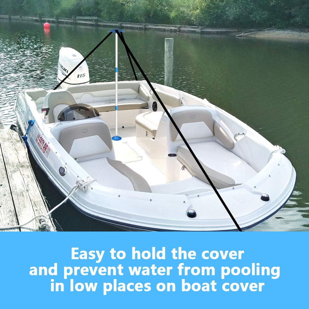 Icover Boat Cover Support Pole System-Height Adjustable Aluminum Telescoping Pole And Webbing Strap Prevent Water From Sagging