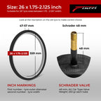Fincci Pair Bike Inner Tube 26 X 175-2125 Inch 48Mm Schrader Valve Inner Tubes For Mountain Mtb Bicycle - Compatible Sizes: 1751