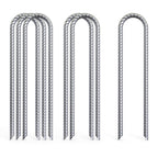 Aagut 12 Inch Trampoline Stakes 6 Pack U Shaped Rebar Ground Anchors Heavy Duty High Winds Galvanized Steel Trampolines Accessor