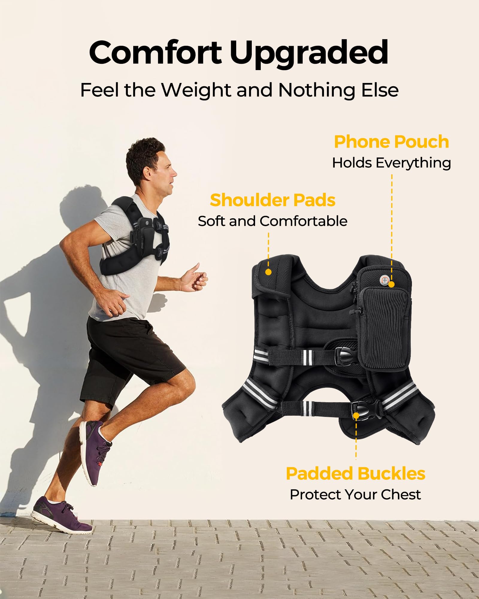 PACEARTH Weighted Vest,6lb/8lb/10lb/12lb/16lb/20lb/25lb/30lb Weight Vest with Reflective Stripe, Body Weight Vests for Women, Me