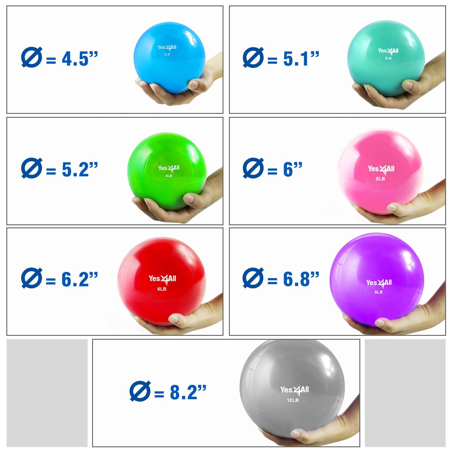 Yes4All Soft Weighted Toning Ball/Medicine Ball & Exercise Pilates Ring - Multi Colors & Weights Available (B. 3 Lbs Cyan Green)