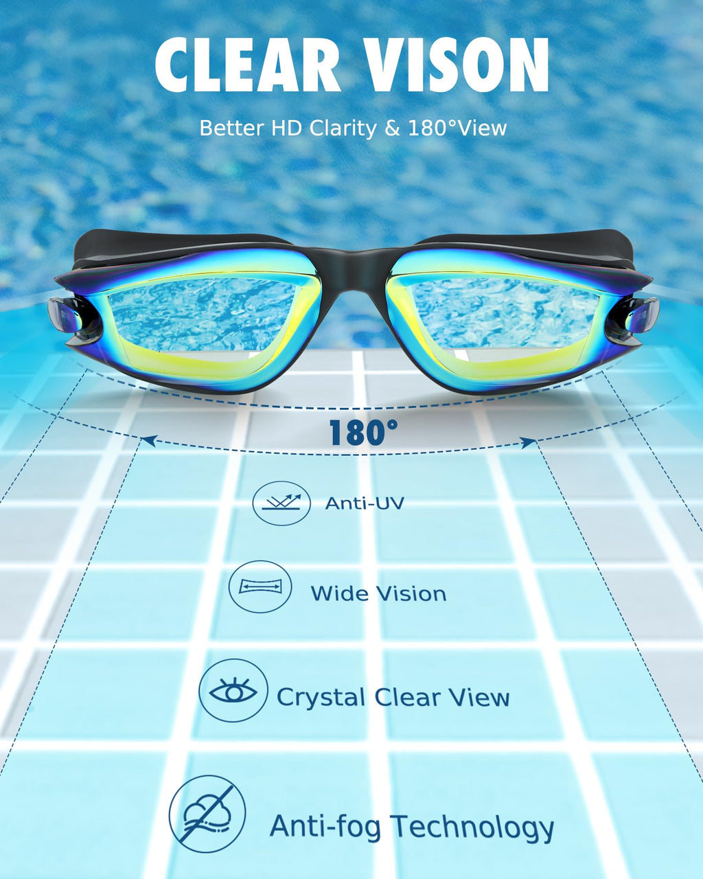 Aegend Swim Goggles Pack of 2 Swimming Goggles for Kids, Boys and Girls Age 3-14