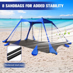Besuhot Beach Tent Sun Shelter 10X10Ft Beach Shade Canopy With 8 Sandbags, Upf 50+ Protection Beach Shade Canopy, Outdoor Tent F