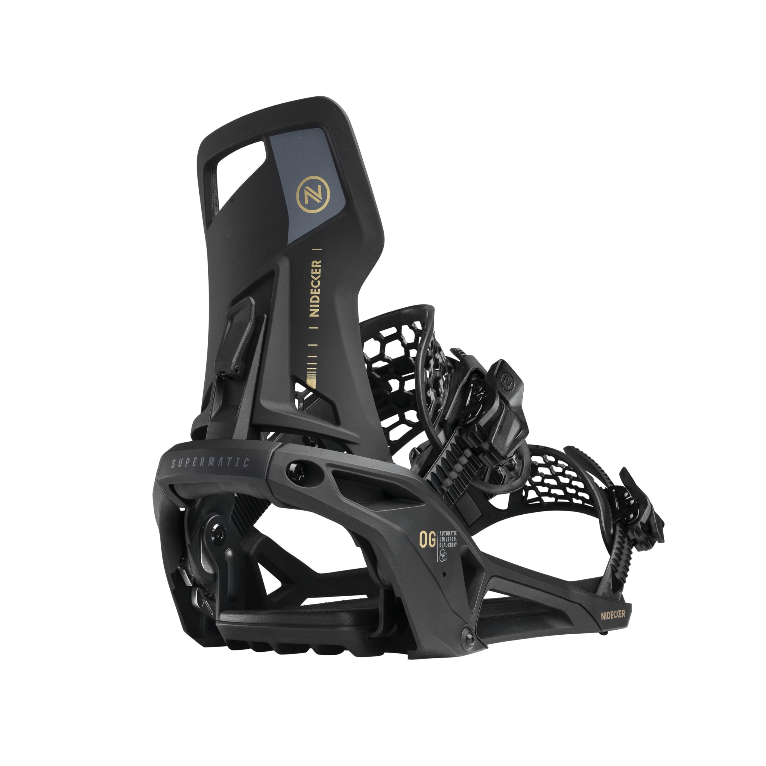 Nidecker OG Supermatic Snowboard Bindings - Auto Open System with Reclining Highback - Size S - Black