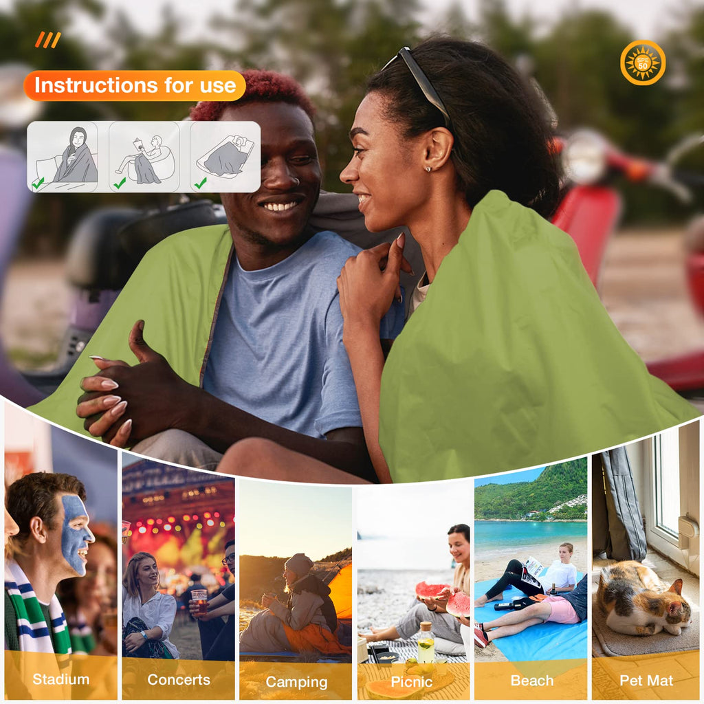 Dukuseek Waterproof Blanket Outdoor, Hooded Blanket Poncho - Large (79X56), Portable, Windproof Fleece Blankets For Cold Weather