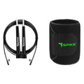 Spike Speed Skipping Jump Rope for Weight Loss, Fat Loss, Strength Designed for both Men and Women (Black SR + Black Slim Belt)