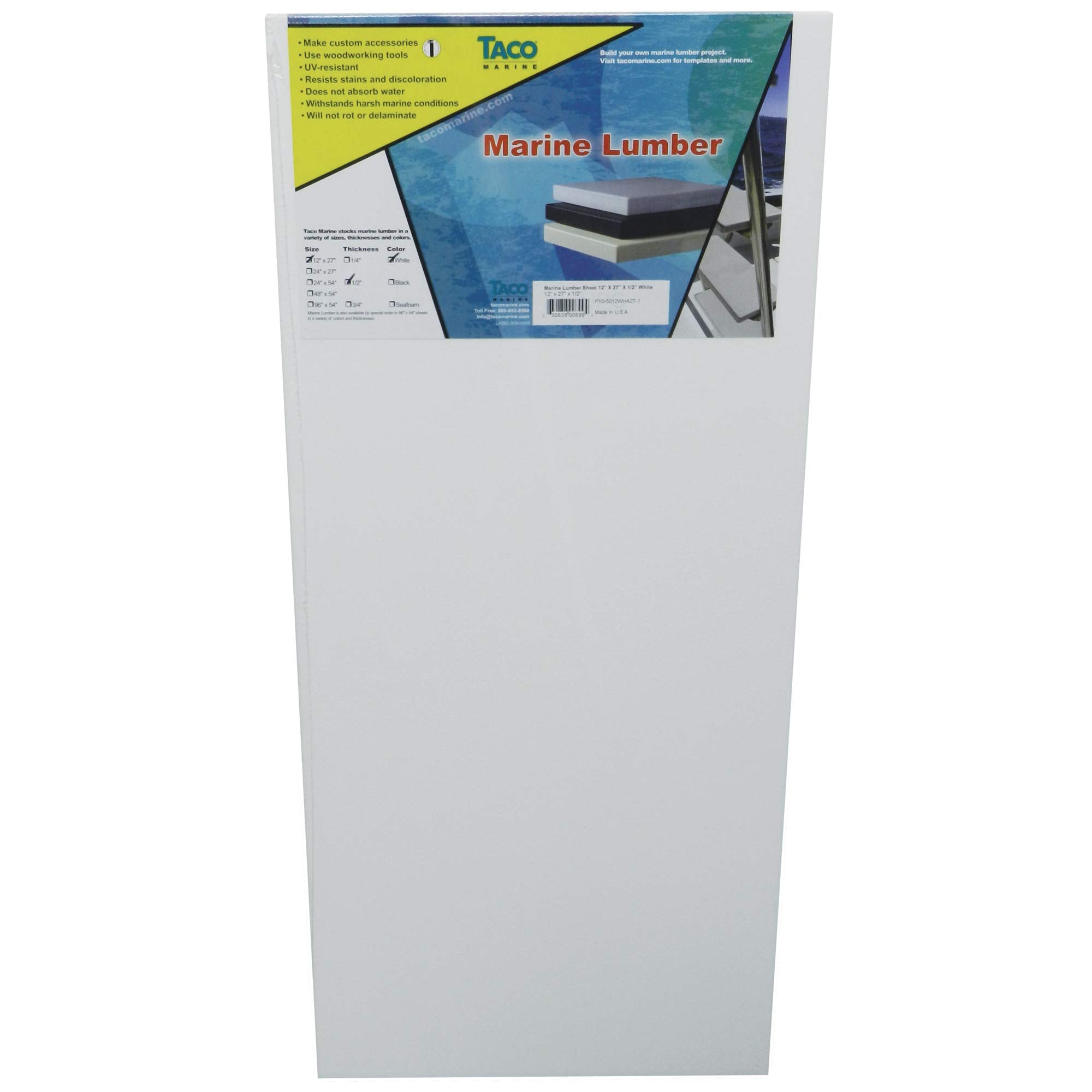 Kingstarboard Marine Lumber, 27''W X 12   L X 3/4    Thk, White