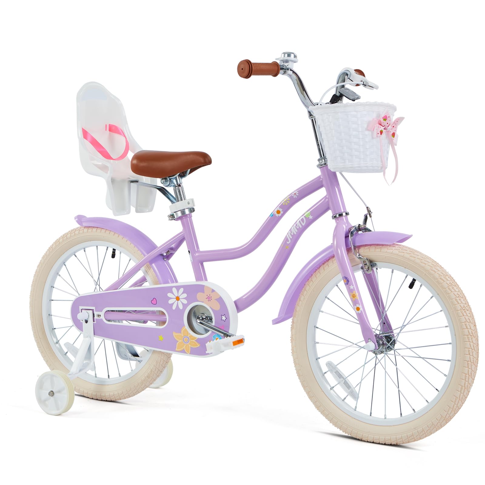 Jmmd Girls Bike For 4-12 Years Old Kids, 12 14 16 18 20 24 Kids Bike With Training Wheels, Basket And Doll Seat, Toddler Girls B