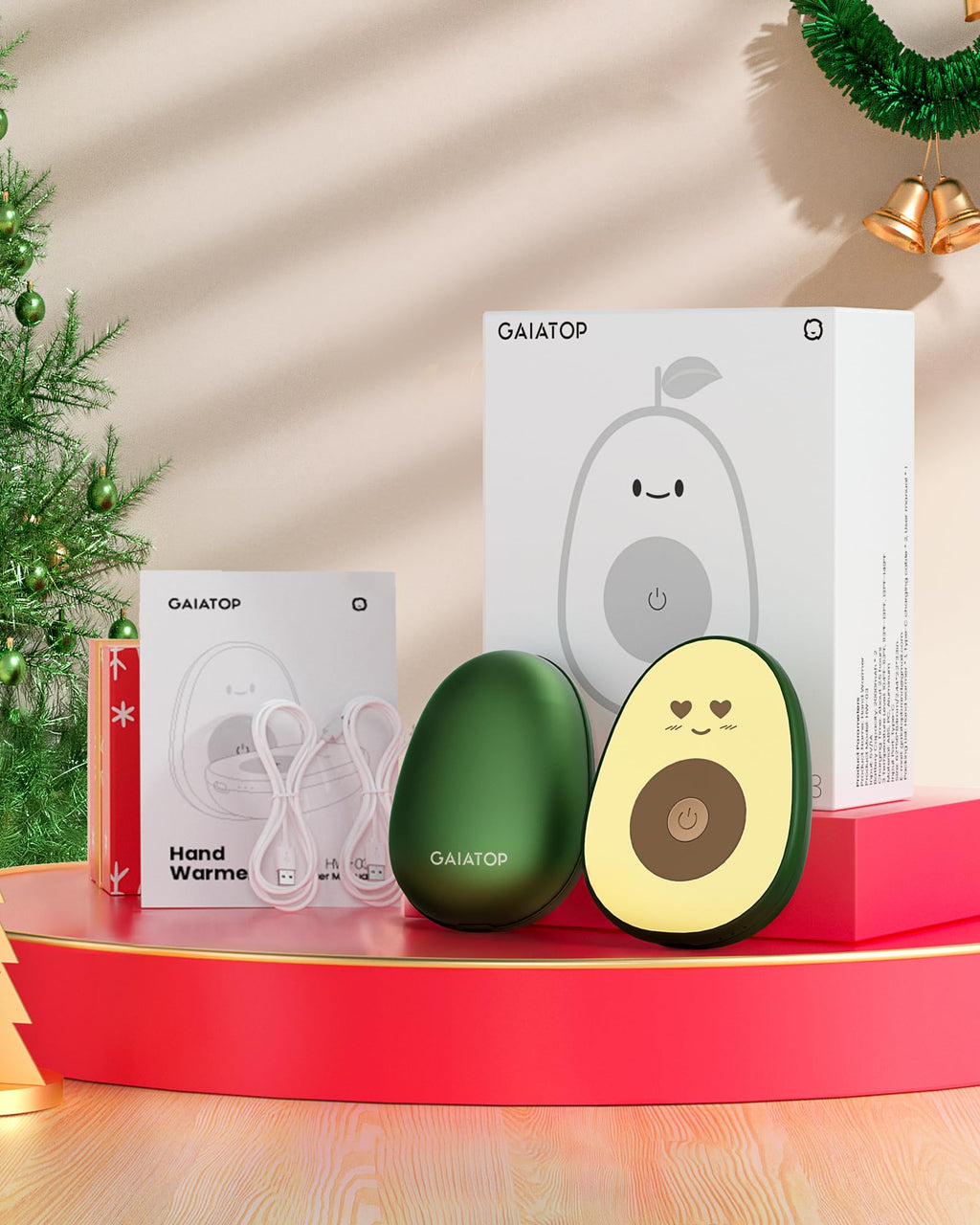 Gaiatop Hand Warmers Rechargeable 2 Pack, Magnetic 3 Settings Fast Heating Avocados Shape, Electric Portable Pocket Heater, Reus