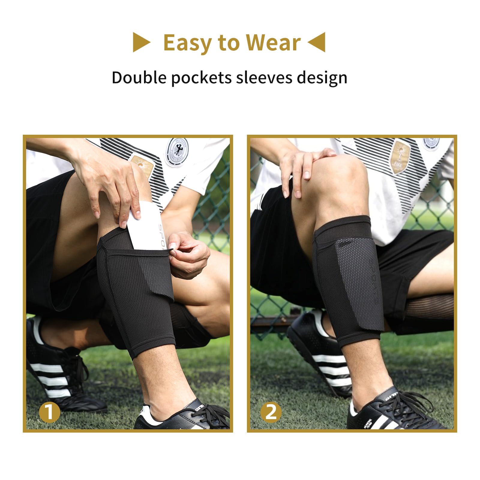 Aimisicar Kids Youth Soccer Shin Guards, Shin Pads And Shin Guard Sleeves For 3-15 Years Old Boys And Girls For Football Games,