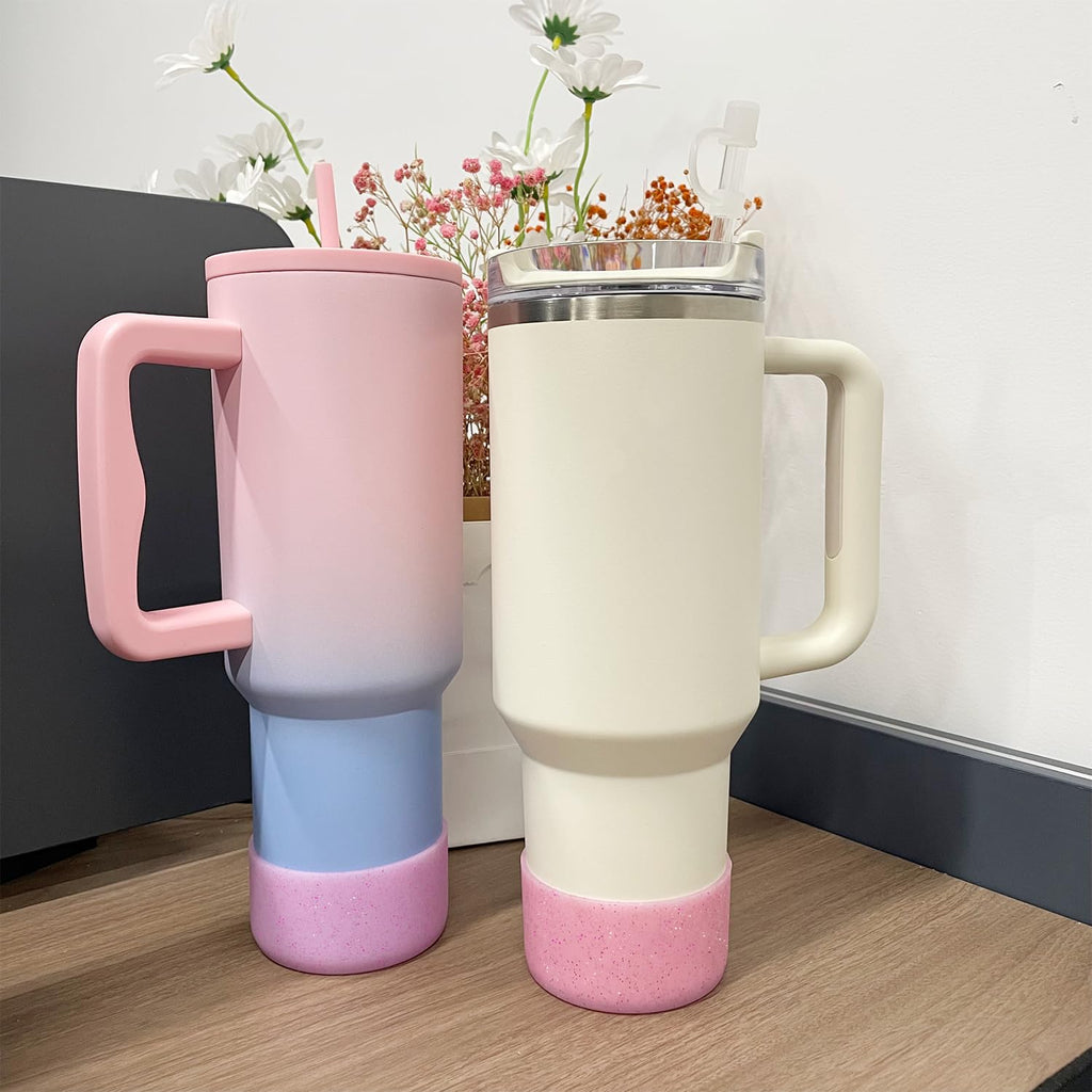 Worbss 2Pack Pink Glitter Silicone Boot Sleeve For Stanley Cup 40Oz Accessories For Hydro Flask 18-24Oz Or More Wide Mouth Water