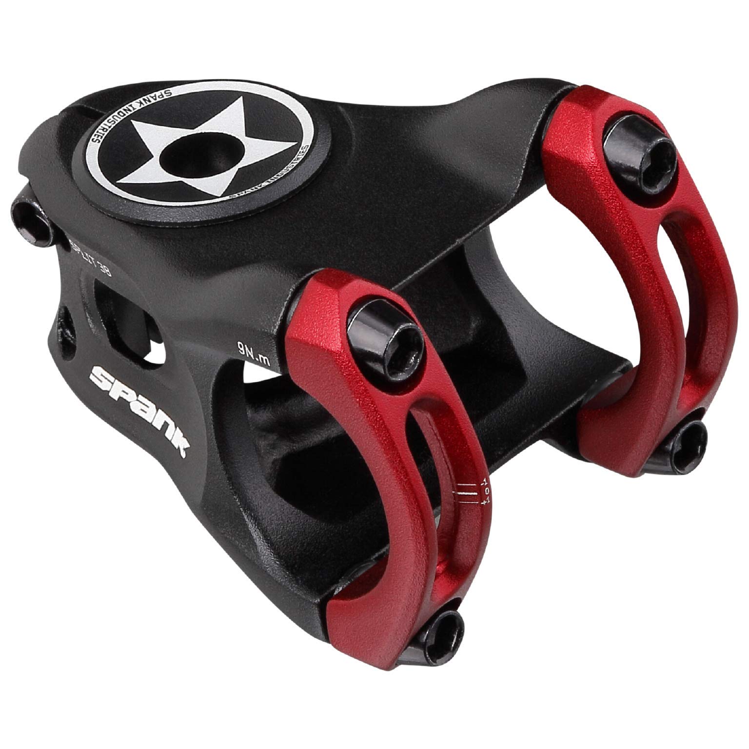 Spank Split Enduro Trail Shotpeen Anodized Bicycle Stem, Black/Red, 38Mm