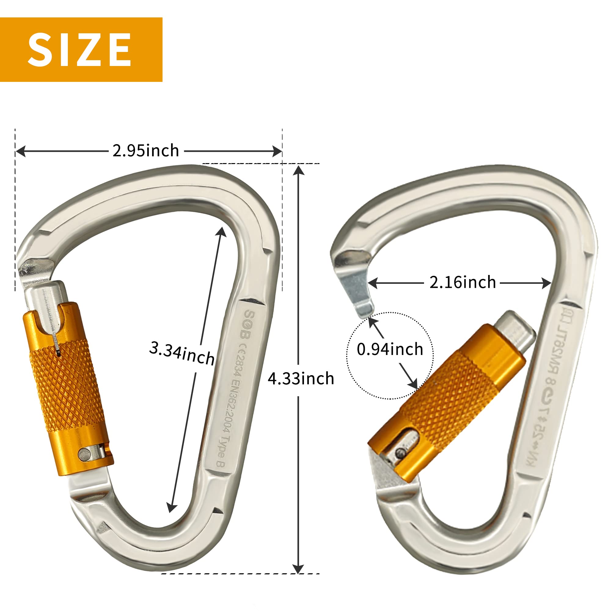Carabiner Caribeener Clips Heavy Duty Large Alloy Steel D Ring Shape Locking Carabiner For Hammock,Keychain,Outdoor,Camping,Hiki