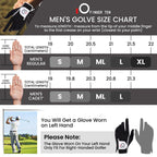 Finger Ten Men? Golf Glove Left Hand Rain Grip Pack, Durable Fit For Hot Wet All Weather (Black, Large)