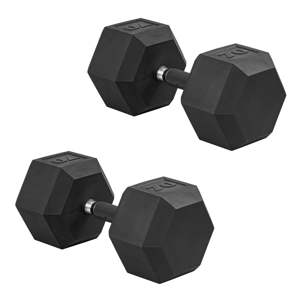 CAP Barbell 70 LB Rubber Coated Hex Dumbbell Hand Weight with Padded Grip - Pair | Comfort Grip