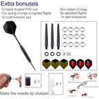 Sanfeng Steel Tip Darts Set For Dartboard, Professional Darts With Metal Tip 22 Grams Black Aluminium Nylon Shafts 9 Flights 50