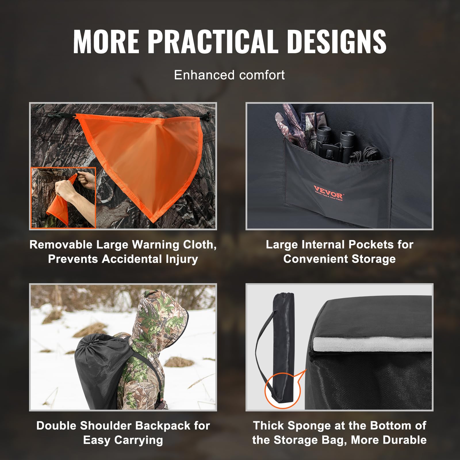 Vevor Hunting Blind, 270 See Through Ground Blind, 4-5 Person Pop Up Deer Blind For Hunting With Carrying Bag, Portable Resilien