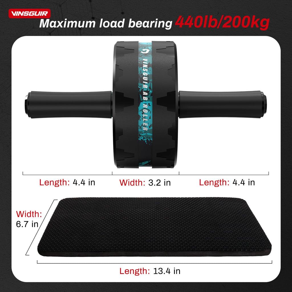 VINSGUIR Ab Roller Wheel, Abs & Core Workout Equipment for Home Gym with Knee Pad Accessories, Abdominal Wheel for Full-body Str