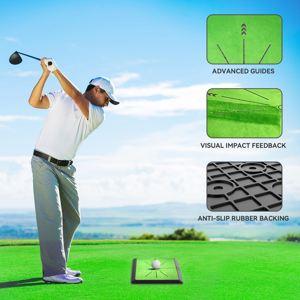 Cosportic Golf Hitting Mat  Golf Training Mat For Swing Path Feedback/Detection Batting  Extra Replaceable Golf Practice Mat 16'