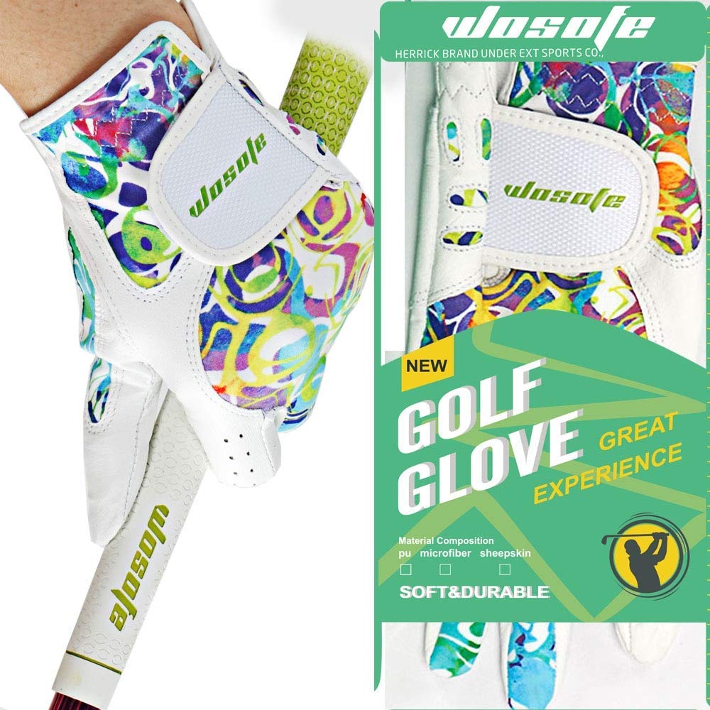 Wosofe Golf Gloves For Women Ladies Girls Soft Leather Accessories Breathable For Non Slip 1 Pair