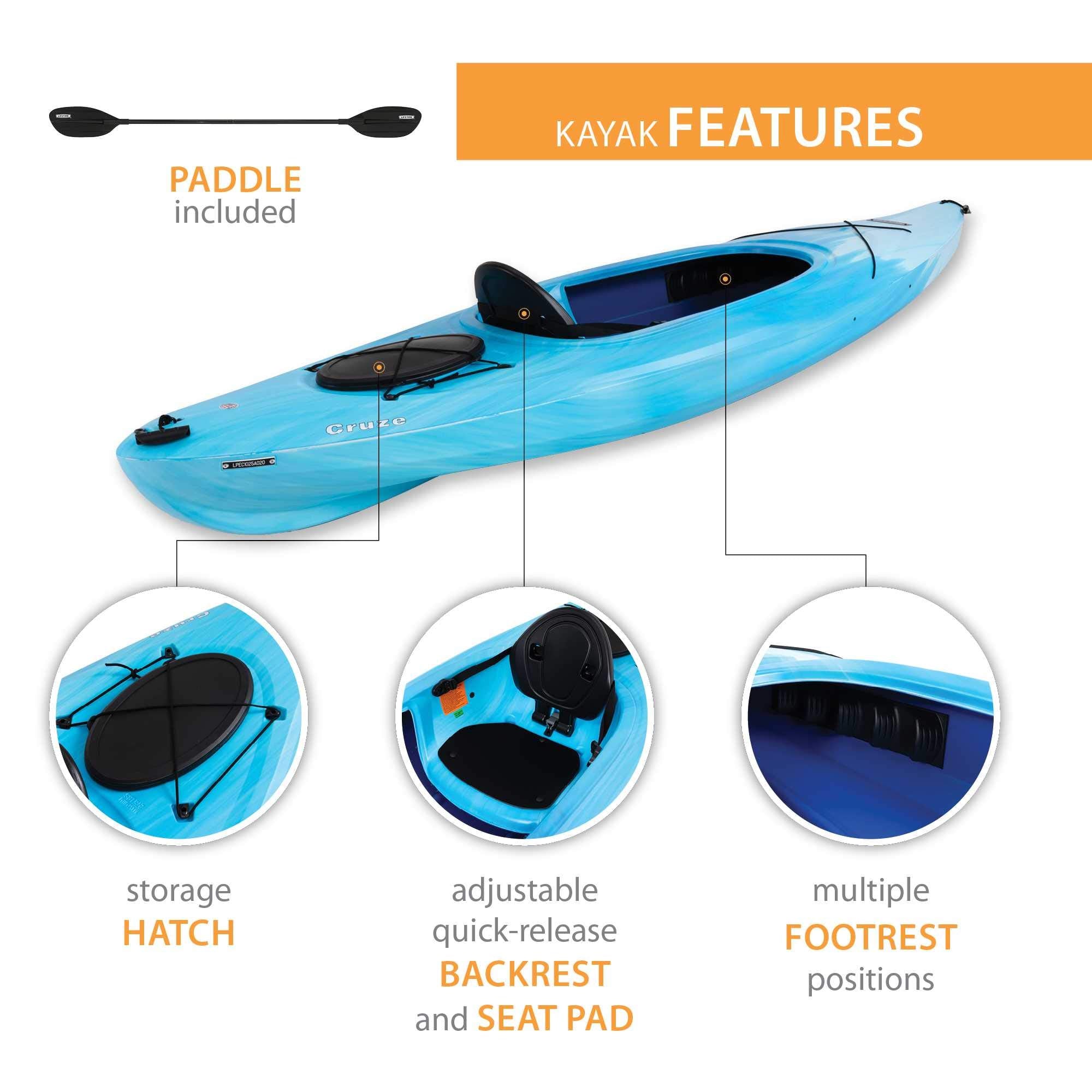 Lifetime Cruze 100 Sit-In Kayak, 2-Pack, Sky Fusion, 10-Foot