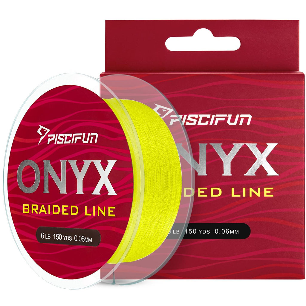 Piscifun Onyx Braided Fishing Line Advanced Superline Braid Lines 150Yd 15Lb Yellow