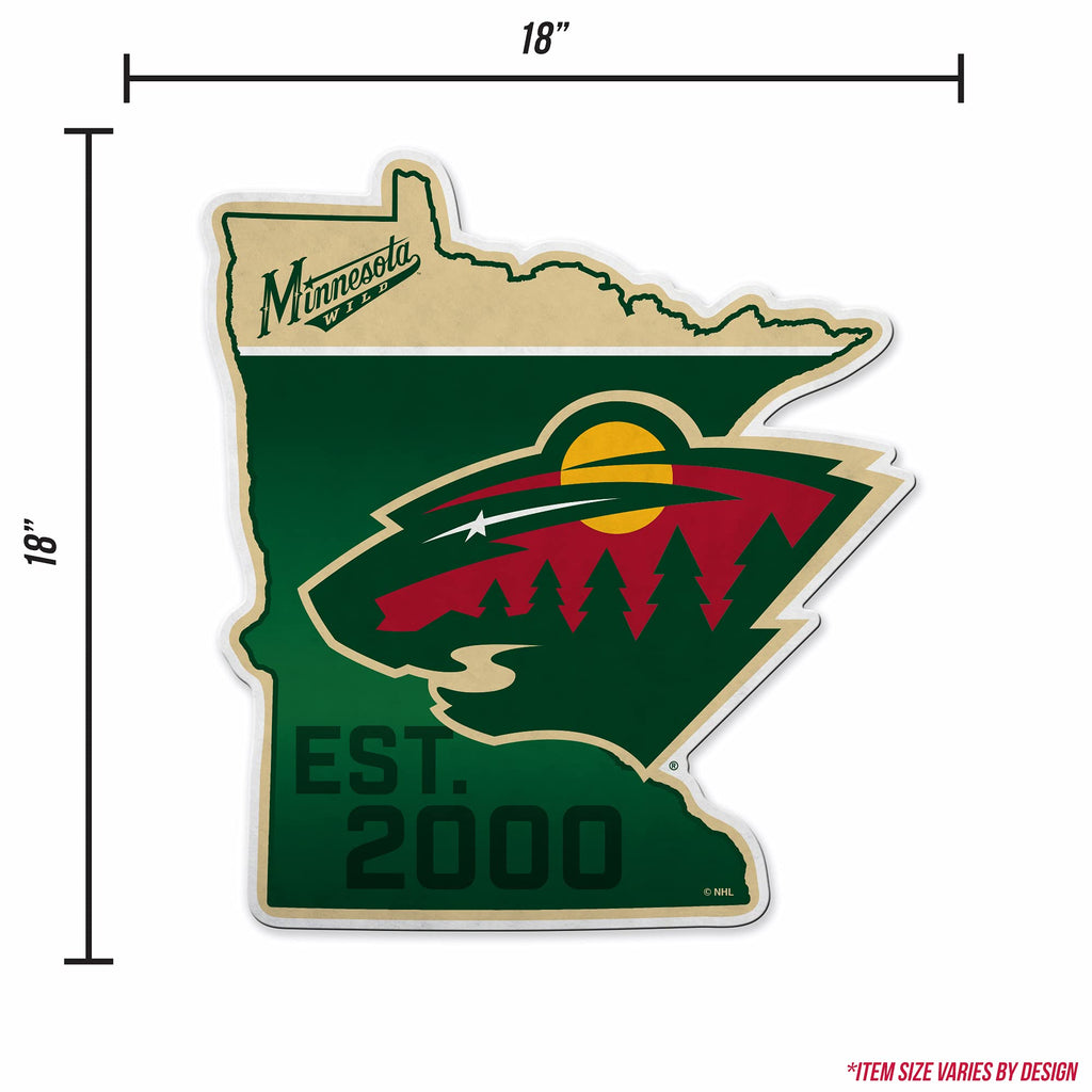 Rico Industries Nhl Minnesota Wild State Shape Shape Cut Pennant - Home And Living Room D  Cor - Soft Felt Ez To Hang 18X0.10X18