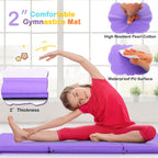 Gymax Folding Gymnastics Mat, Tri-Fold 6X 2X 2Exercise Mat With Carrying Handles, Waterproof Pu Leather, Hook & Loop Fasteners,