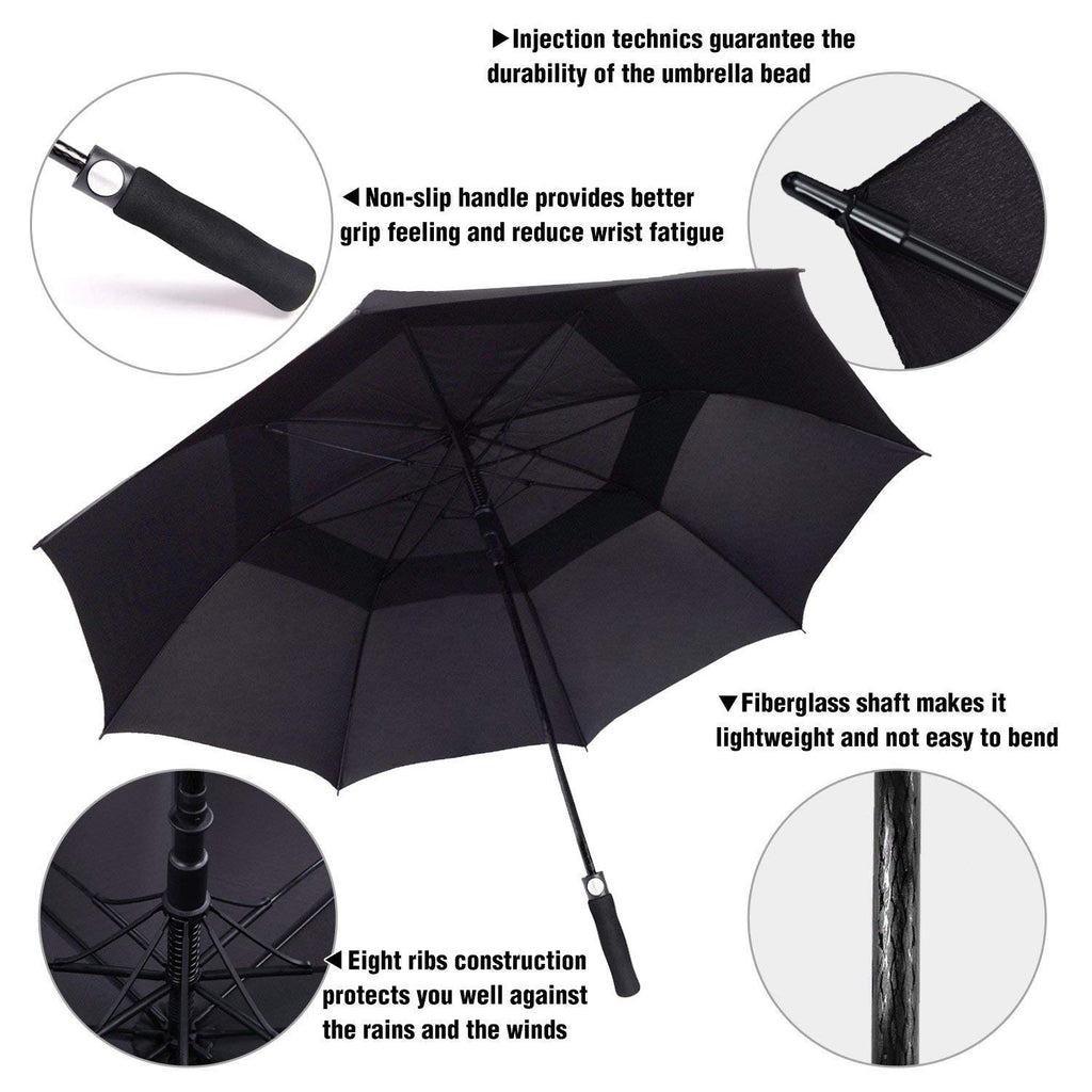 Aceiken Golf Umbrella Windproof Large 62 Inch, Double Canopy Vented, Automatic Open, Extra Large Oversized,Sun Protection Ultra
