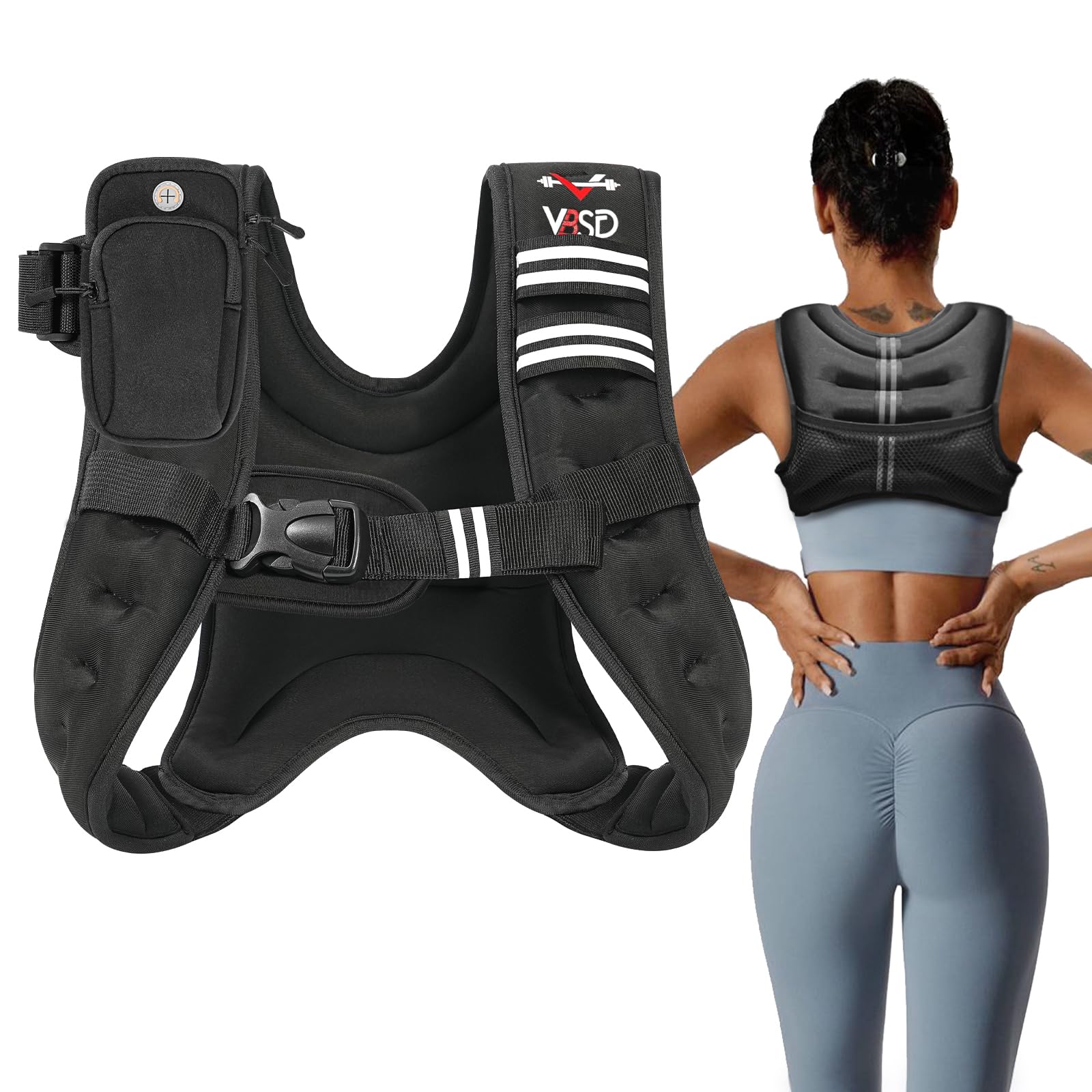 Weighted Vest For Women Men, 8Lb Weight Vest With Reflective Stripe, Body Weight Vests Adjustable For Strength Training, Running
